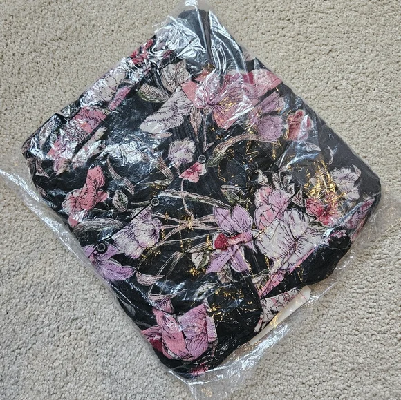 Billabong Desi Kimono Maxi Dress V Neck Button Front Floral Print Black Med NWT - Picture 8 of 16